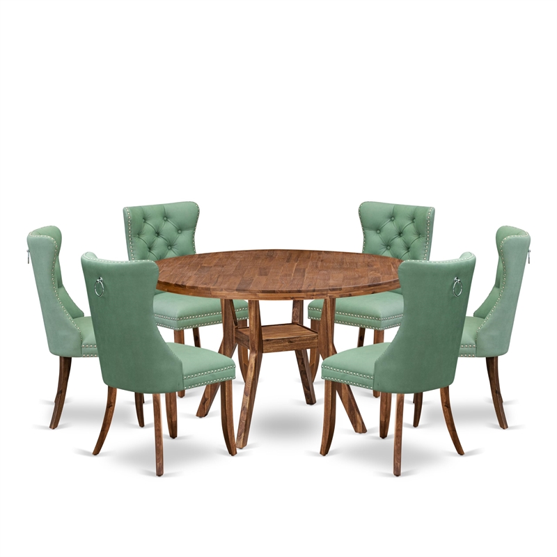 East West Furniture Irving 7-Piece Dining Table Set in Walnut Finish