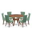 East West Furniture Irving 7-Piece Dining Table Set in Walnut Finish