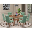 East West Furniture Irving 7-Piece Dining Table Set in Walnut Finish