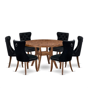East West Furniture Irving 7-Piece Dining Table Set in Walnut Finish