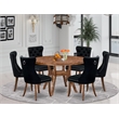 East West Furniture Irving 7-Piece Dining Table Set in Walnut Finish