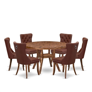 East West Furniture Irving 7-Piece Modern Dining Table Set in Walnut Finish