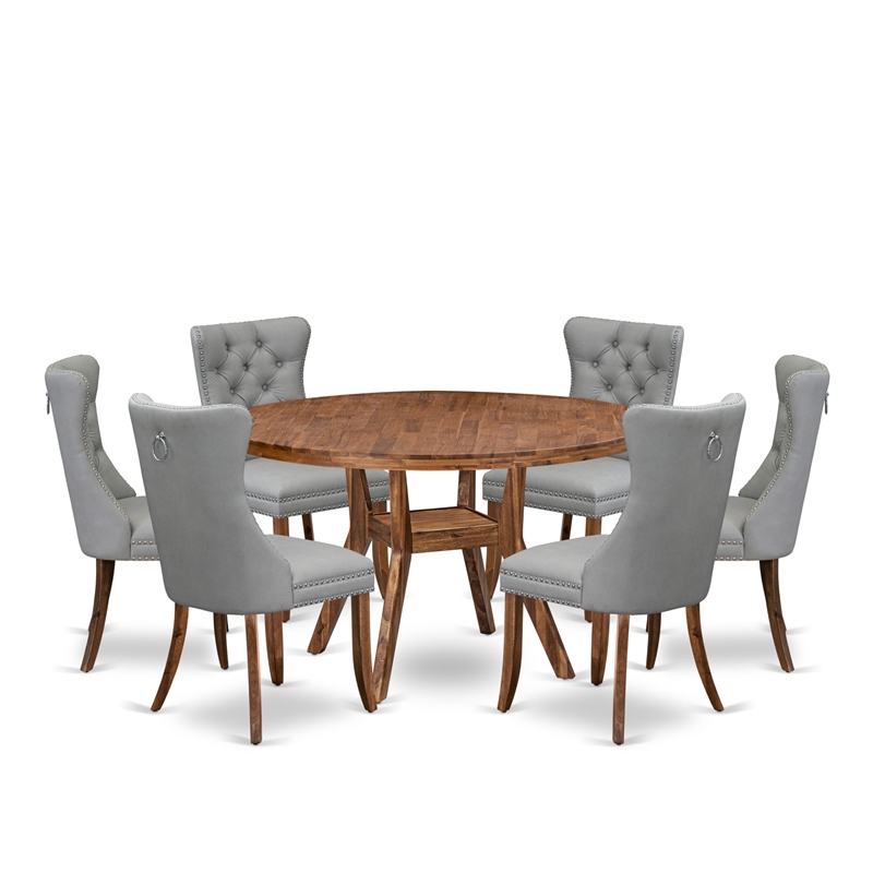 East West Furniture Irving 7-Piece Modern Dining Table Set in Walnut Finish