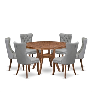 East West Furniture Irving 7-Piece Modern Dining Table Set in Walnut Finish