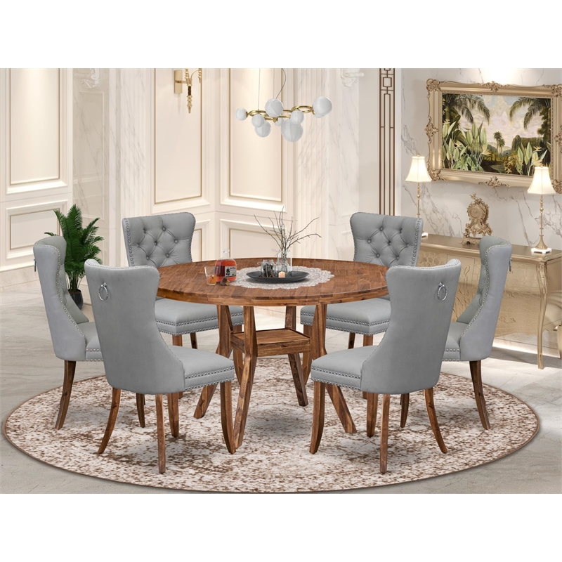 East West Furniture Irving 7-Piece Modern Dining Table Set in Walnut Finish