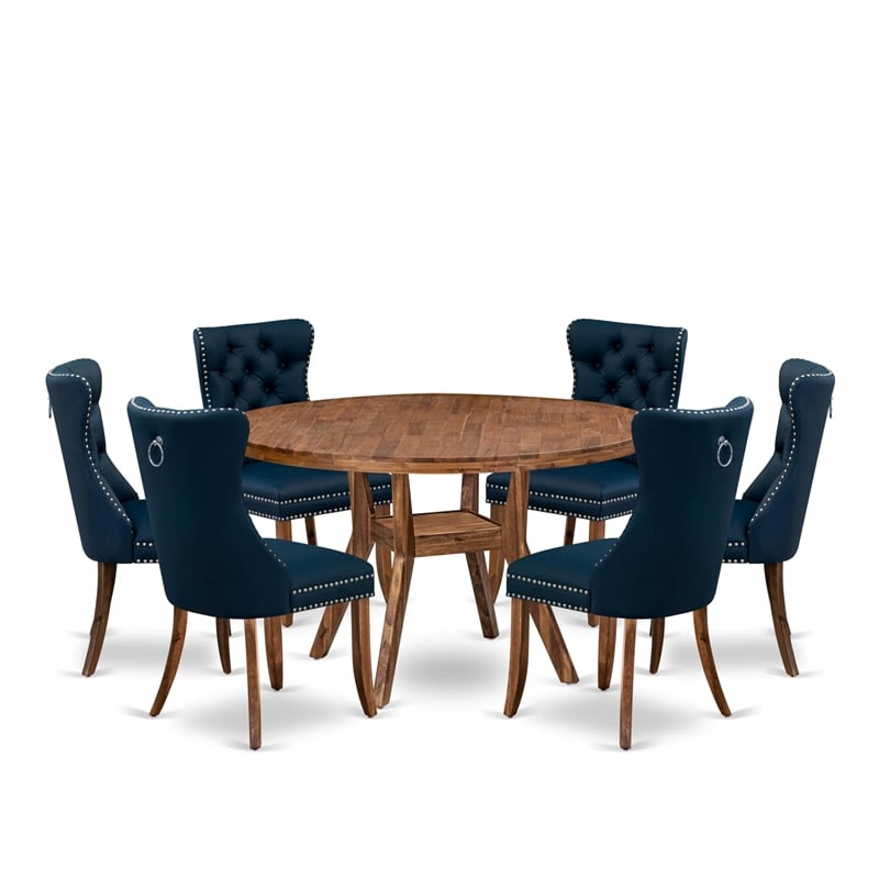 East West Furniture Irving 7-Piece Kitchen Table Set in Walnut Finish
