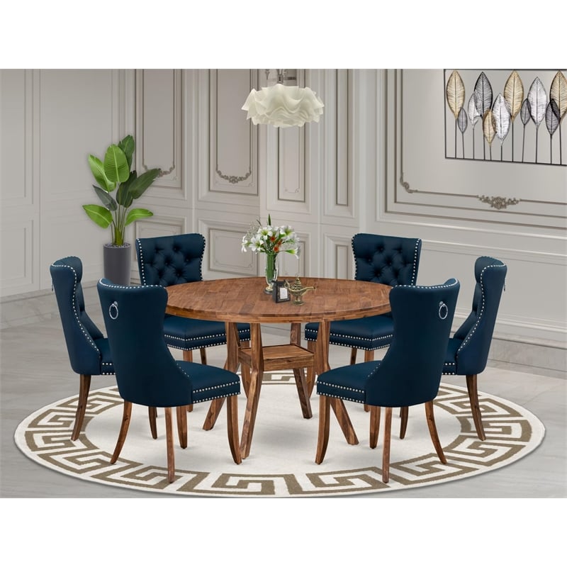 East West Furniture Irving 7-Piece Kitchen Table Set in Walnut Finish