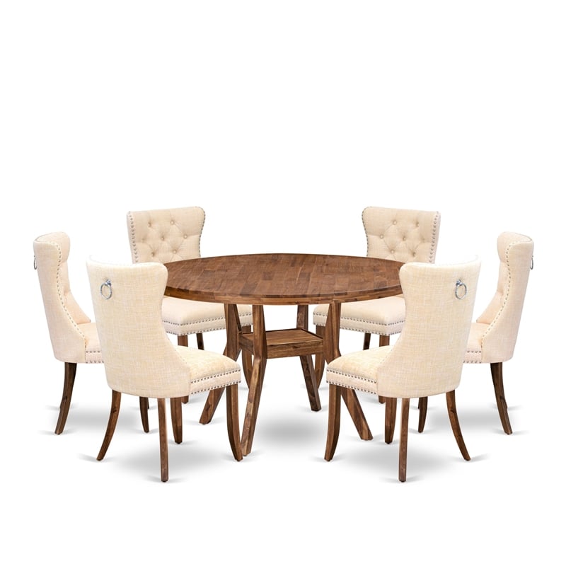 East West Furniture Irving 7-Piece Kitchen Table Set in Walnut Finish