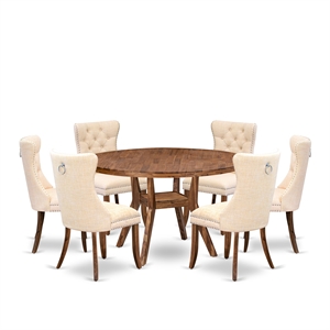 East West Furniture Irving 7-Piece Kitchen Table Set in Walnut Finish