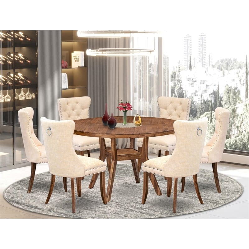 East West Furniture Irving 7-Piece Kitchen Table Set in Walnut Finish
