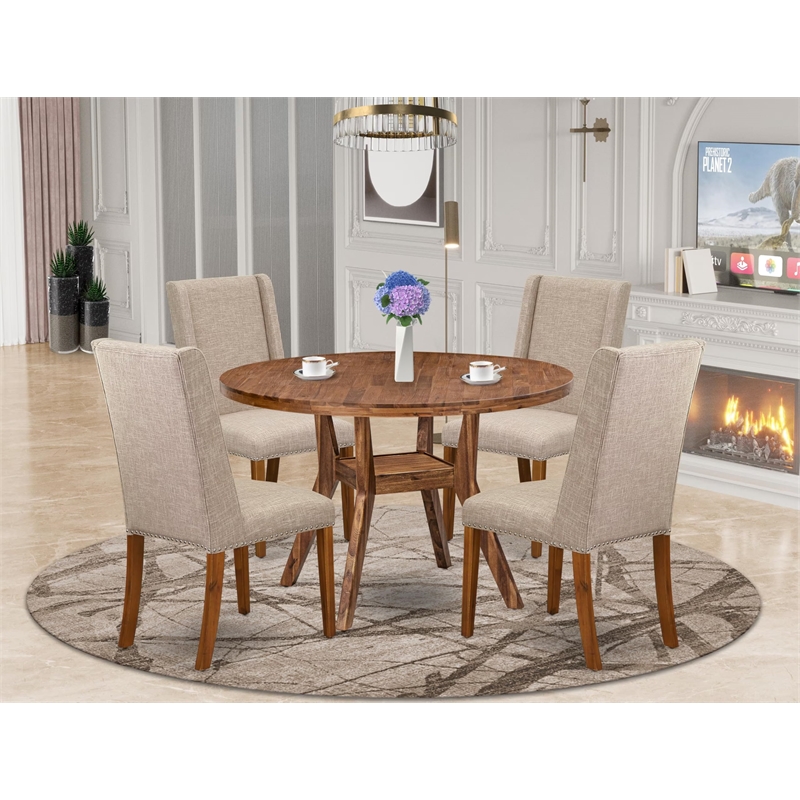 East West Furniture Irving 5-Piece Kitchen Dining Set in Walnut Finish
