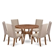 East West Furniture Irving 7-Piece Modern Dining Table Set in Walnut Finish