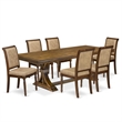 East West Furniture Laneville 7-Piece Mid Century Dining Table Set in Walnut