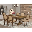 East West Furniture Laneville 7-Piece Mid Century Dining Table Set in Walnut