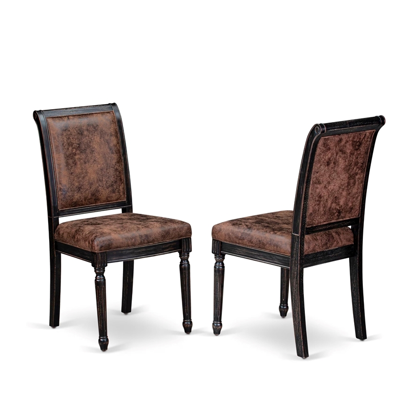 East West Furniture Laneville 7-Piece Mid-Century Dining Table Set in Black