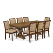 East West Furniture Laneville 9-Piece Kitchen Table Set in Walnut Finish