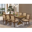 East West Furniture Laneville 9-Piece Kitchen Table Set in Walnut Finish