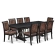 East West Furniture Laneville 9-Piece Dining Table Set in Black Finish