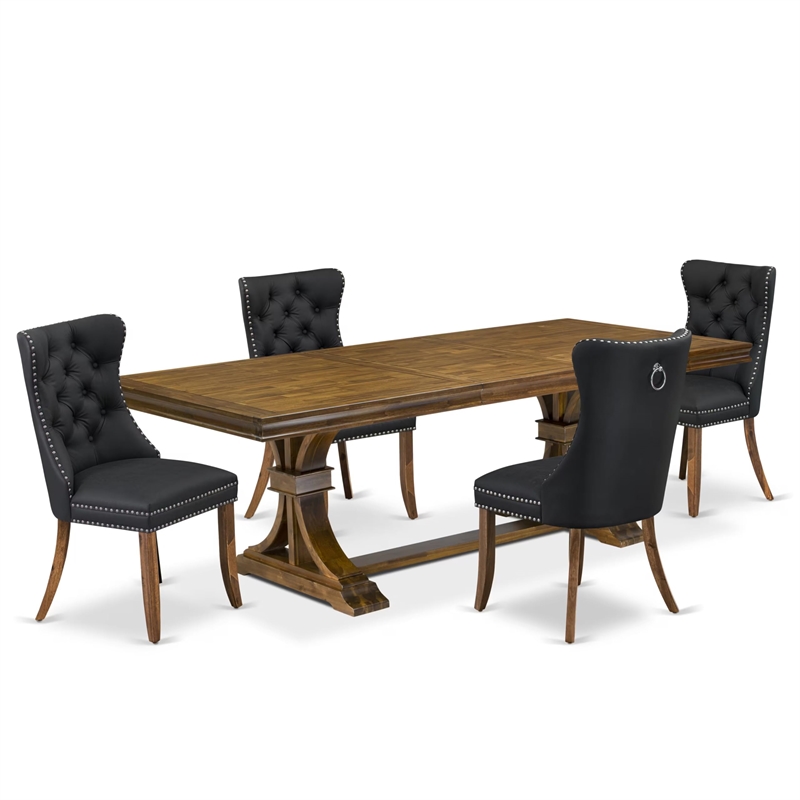 East West Furniture Laneville 5-Piece Kitchen Dining Set in Walnut Finish