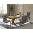 East West Furniture Laneville 5-Piece Kitchen Dining Set in Walnut Finish