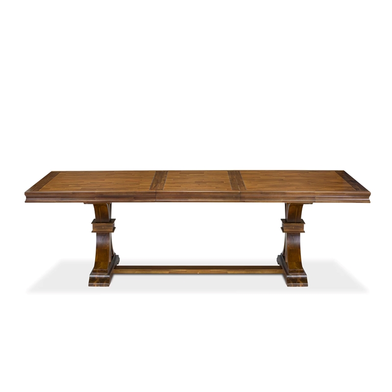 East West Furniture Laneville 9-Piece Mid-Century Dining Set in Walnut Finish