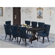 East West Furniture Laneville 9-Piece Dining Table Set in Black Finish