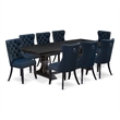East West Furniture Laneville 9-Piece Dining Table Set in Black Finish