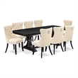 East West Furniture Laneville 9-Piece Mid Century Kitchen Table Set in Black