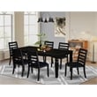East West Furniture Logan 7-Piece Dining Table Set in Black Finish