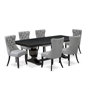 East West Furniture Laneville 7-Piece Modern Dining Table Set in Black Finish