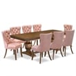 East West Furniture Laneville 9-Piece Mid-Century Dining in Walnut Finish