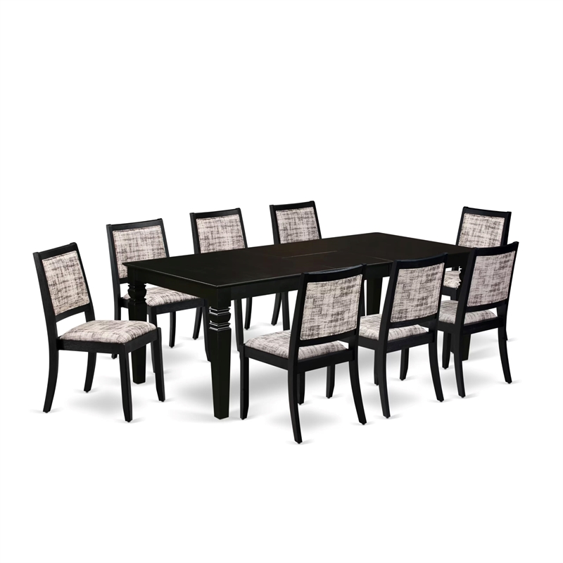 East West Furniture Logan 9-Piece Dining Set in Black Finish