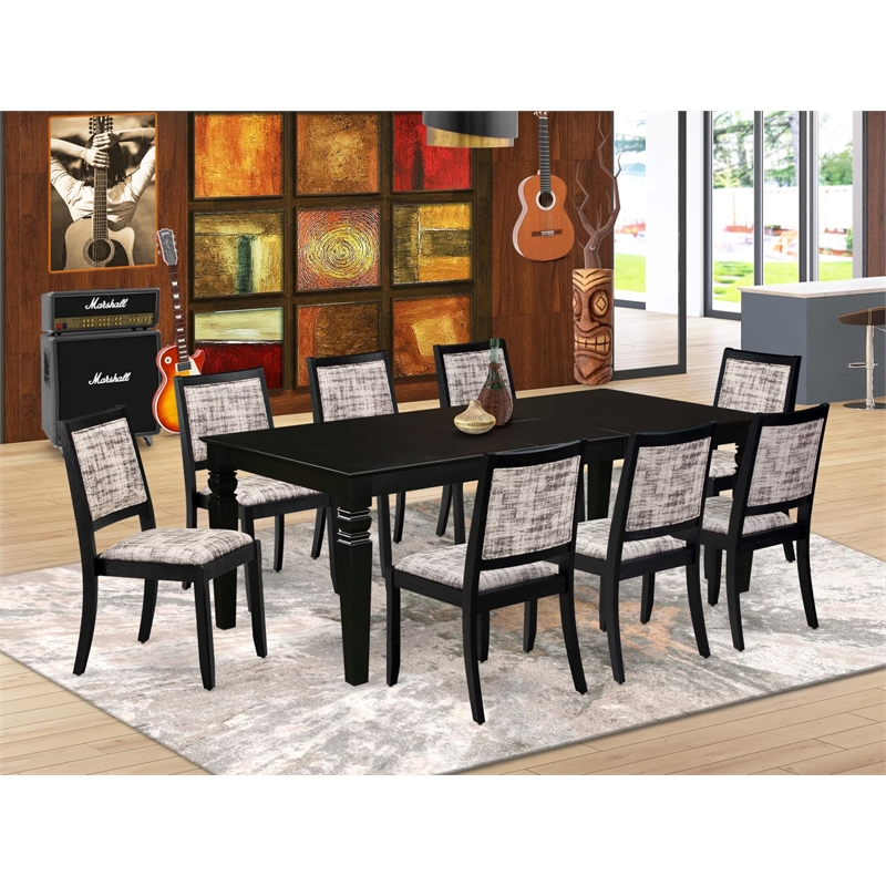 East West Furniture Logan 9-Piece Dining Set in Black Finish