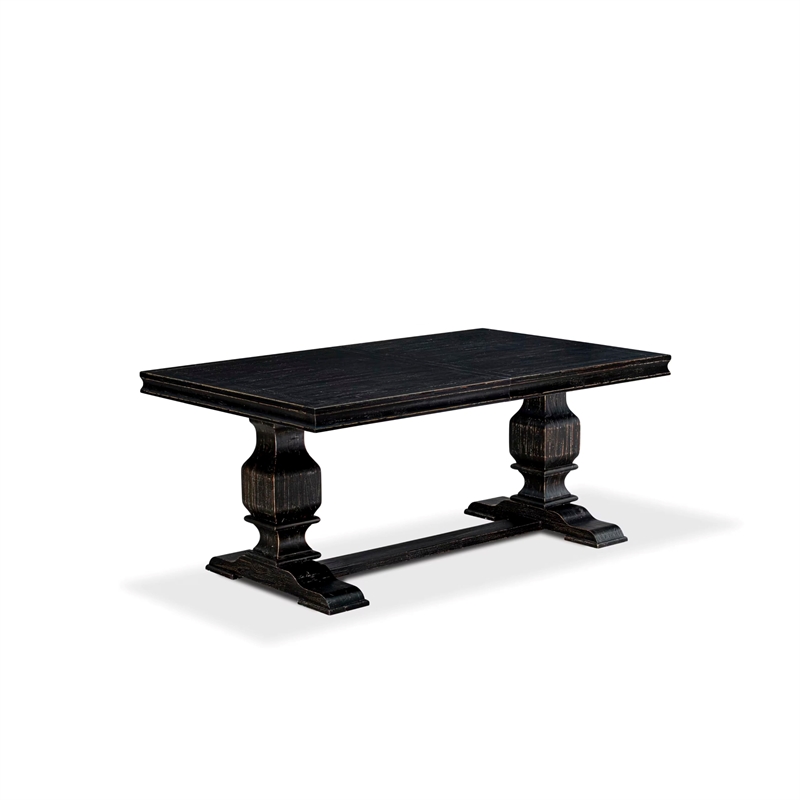 East West Furniture Laneville 7-Piece Modern Dining Table Set in Black Finish