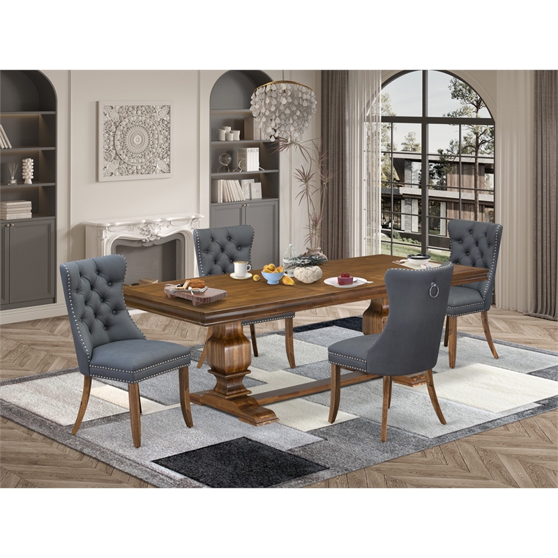East West Furniture Laneville 5-Piece Dining Table Set in Walnut Finish