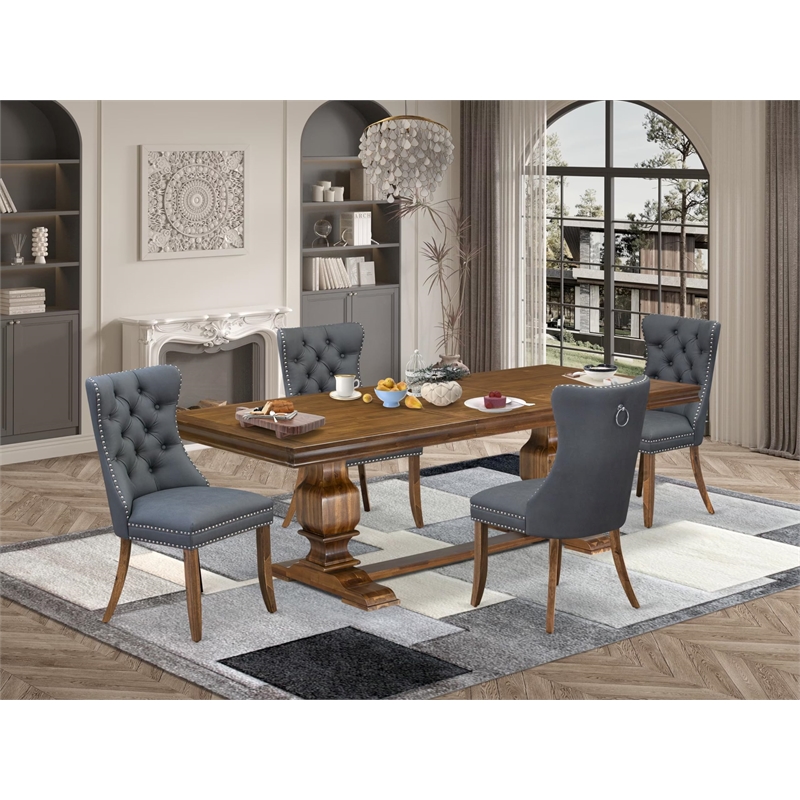 East West Furniture Laneville 5-Piece Dining Table Set in Walnut Finish