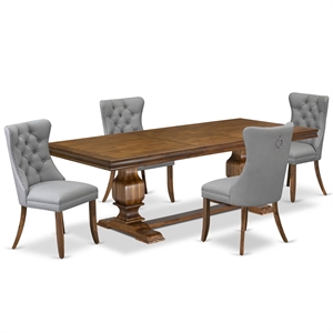 East West Furniture Laneville -5 Pieces Modern Dining Set in Walnut Finish