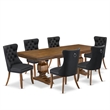 East West Furniture Laneville 7-Piece Modern Dining Table Set in Walnut Finish