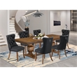 East West Furniture Laneville 7-Piece Modern Dining Table Set in Walnut Finish