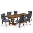 East West Furniture Laneville 7-Piece Dining Table Set in Walnut Finish