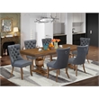 East West Furniture Laneville 7-Piece Dining Table Set in Walnut Finish