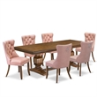 East West Furniture Laneville 7-Piece Dining Table Set in Walnut Finish
