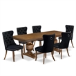 East West Furniture Laneville 7 Pieces Dining Set in Walnut Finish