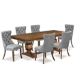 East West Furniture Laneville 7 Pieces Dining Set in Walnut Finish