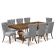 East West Furniture Laneville -9 Pieces Dining Table Set in Walnut Finish