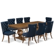 East West Furniture Laneville -9 Pieces Dining Table Set in Walnut Finish