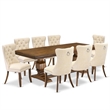 East West Furniture Laneville 9 Pieces Dining Table Set in Walnut Finish
