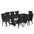 East West Furniture Laneville 9 Pieces Dining Table Set in Black Finish