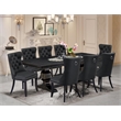 East West Furniture Laneville 9 Pieces Dining Table Set in Black Finish