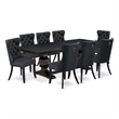 East West Furniture Laneville 9 Pieces Dining Table Set in Black Finish